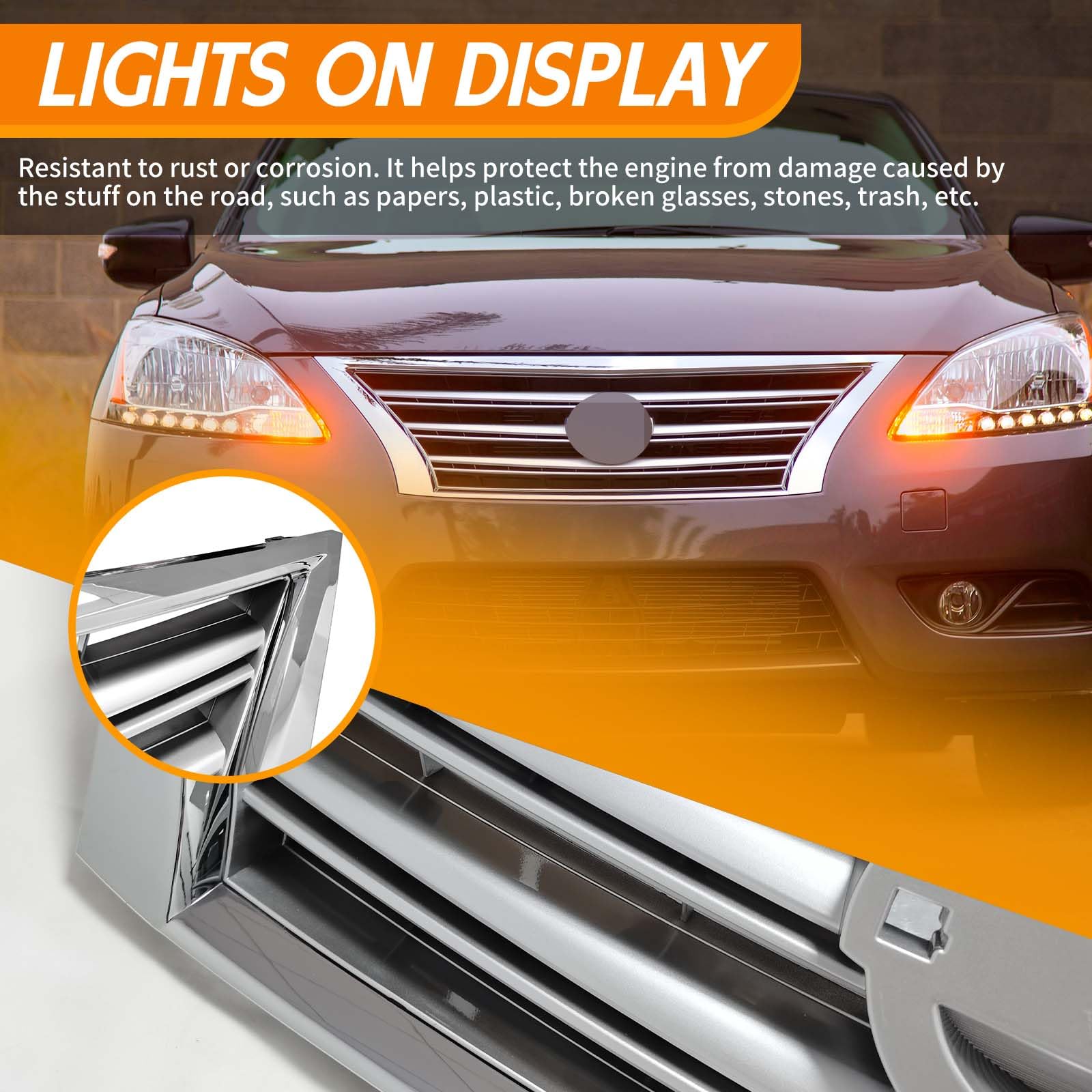 YLT AUTO easy-install front grille replacement for 2013-2015 Sentra