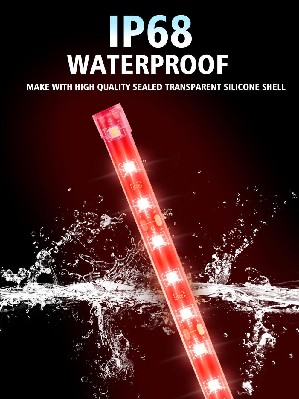 YM E-Bright red LED strip on truck underbody enhances exterior styling