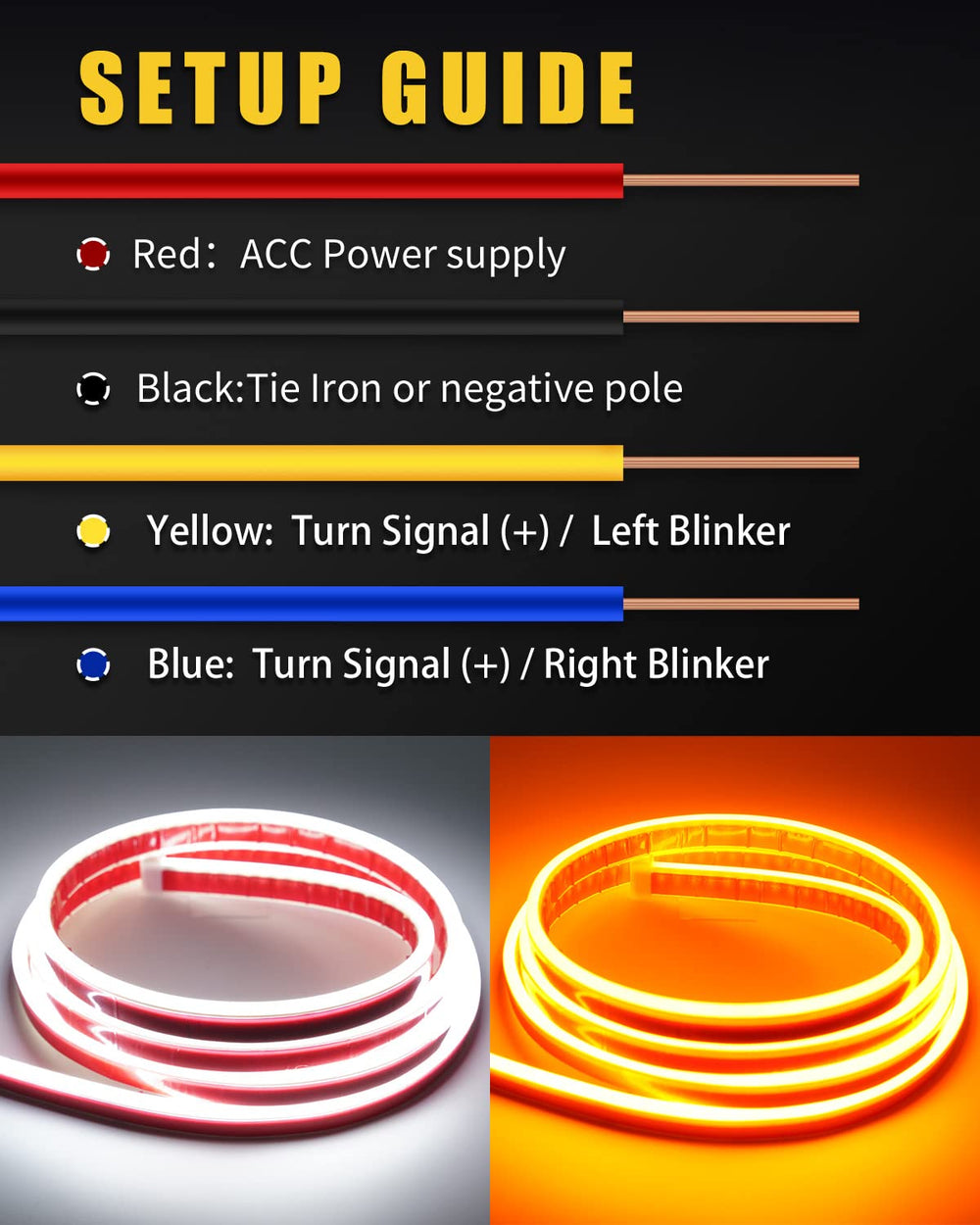 YM E-Bright 12V hood light strip fits cars, SUVs, vans, trucks, and pickups