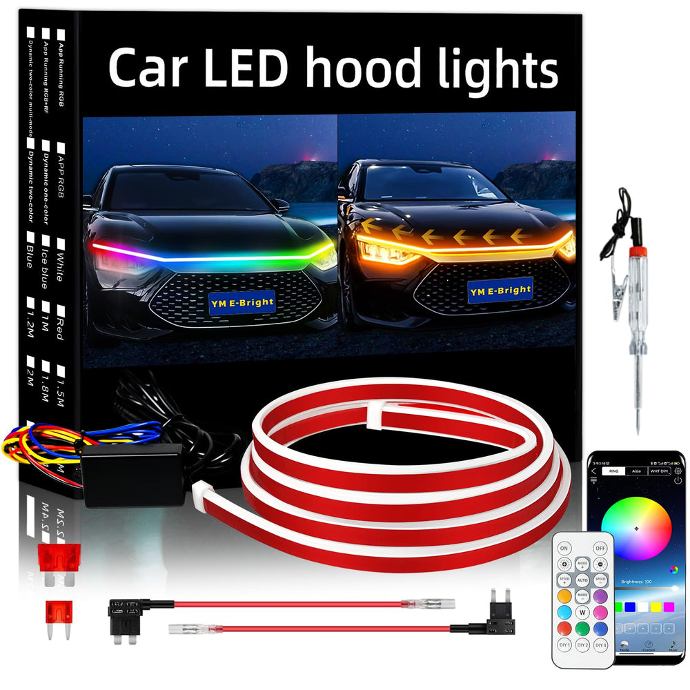YM E-Bright car hood strip dynamic scan startup lighting for eye-catching startup illumination