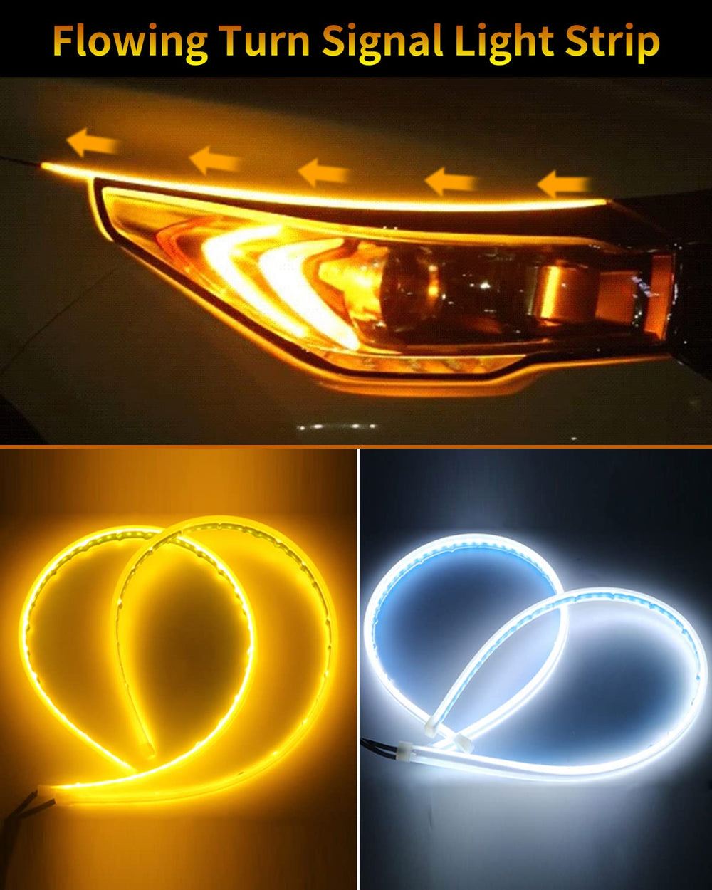 YM E-Bright DRL strip amber sequential 60cm for clear turn signaling.