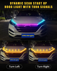 YM E-Bright hood light strip turn signal app control improves signaling while driving