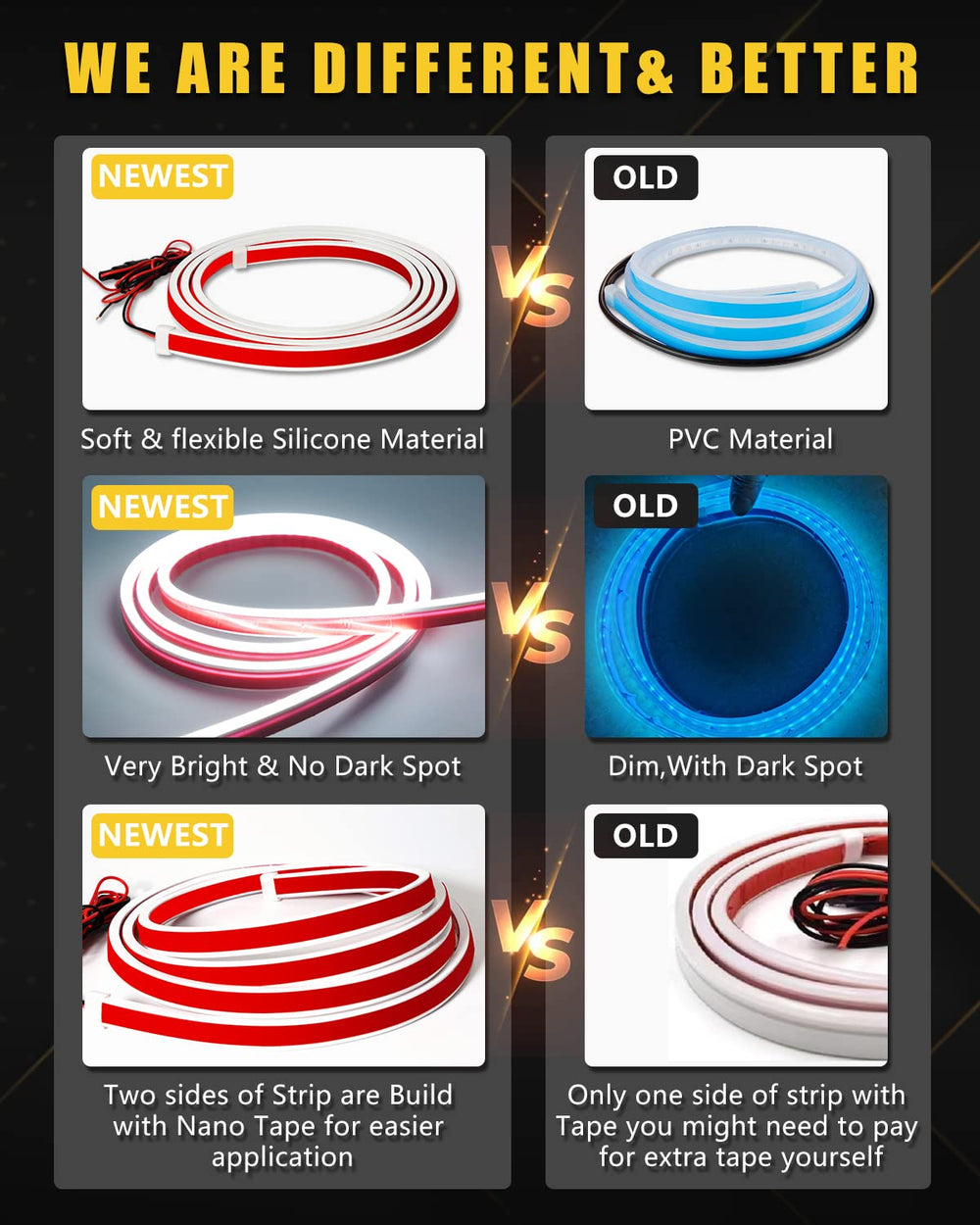 YM E-Bright DRL hood strip enhances daytime running lights and ambient visibility.