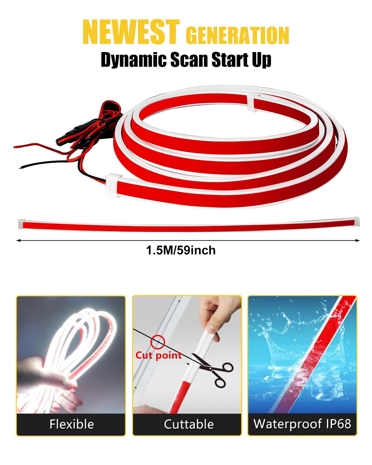 YM E-Bright hood strip is IP68 waterproof for exterior use and durability.