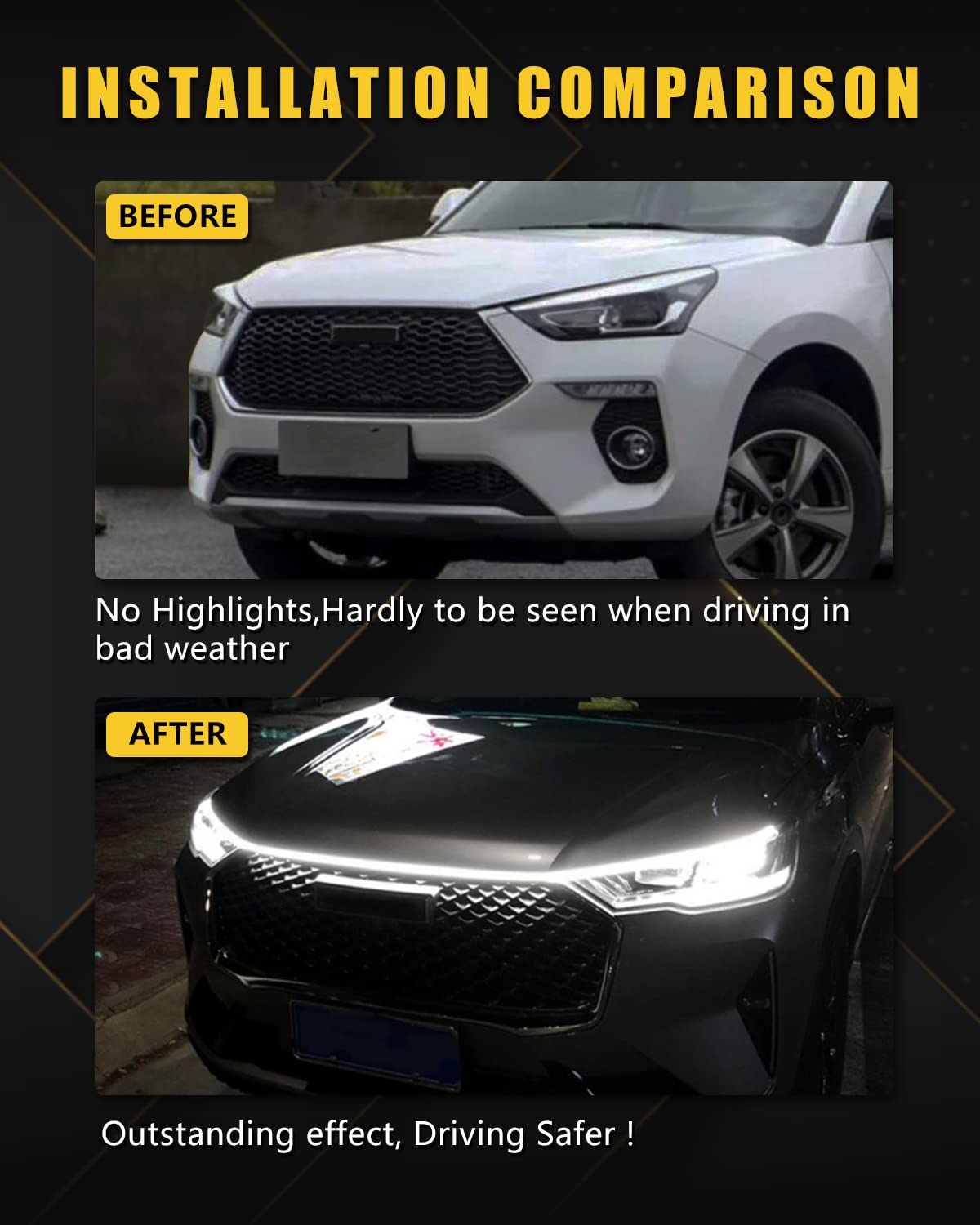 YM E-Bright universal 12V car LED strip for DRL and ambient lighting