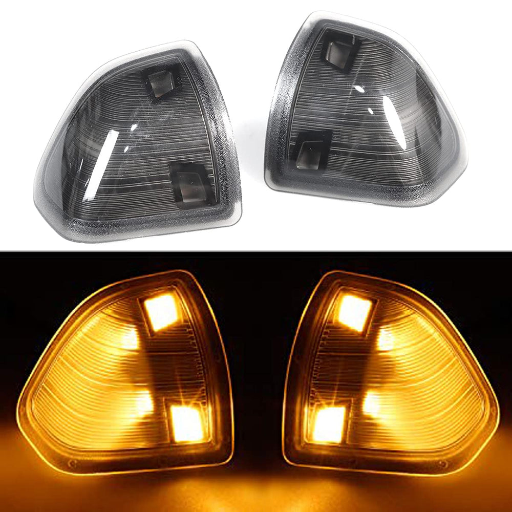 YMHHefy LED side mirror light left driver turn signal with smoked lens for better visibility.