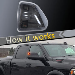 YMHHefy smoked-cover side mirror light right passenger for Ram with durable ABS housing.