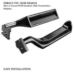 YMHHefy door handle close-up; metal texture with corrosion resistance.