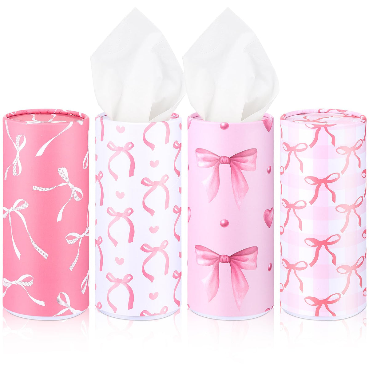 Yoande 4 pack car tissue holders with pink bow design for car organization