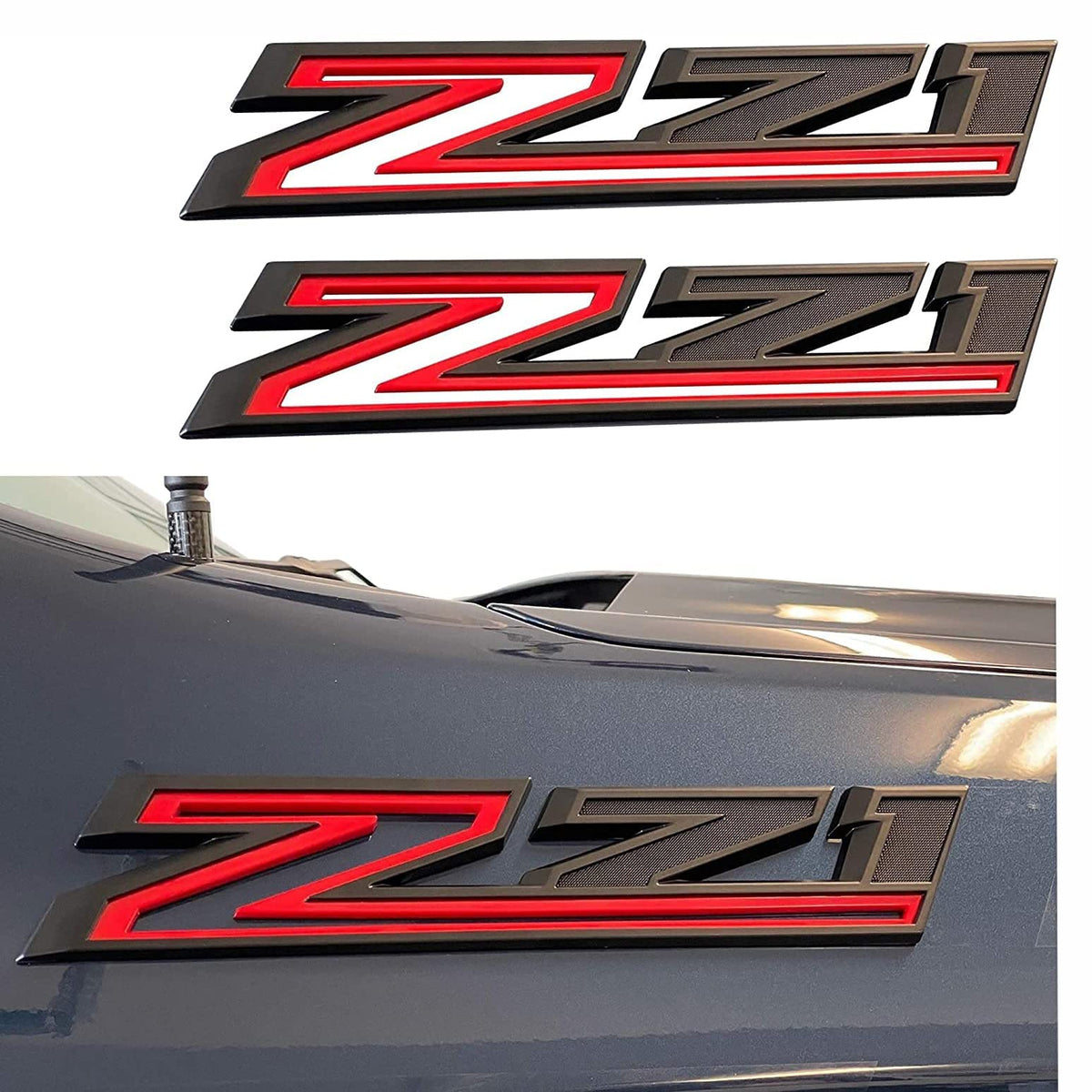 Yoaoo Z71 left emblem in gloss black red enhances Silverado exterior styling.