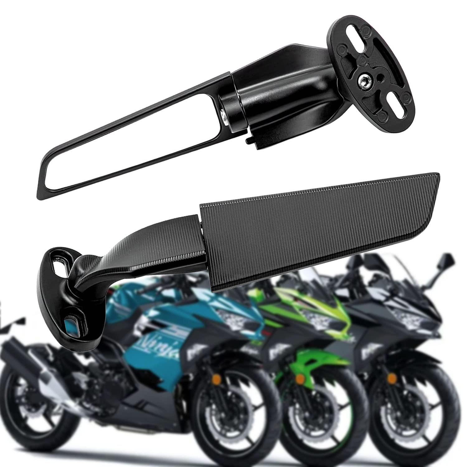 YOBEYI Wing rearview mirror for diverse sport bikes with wide viewing angle.