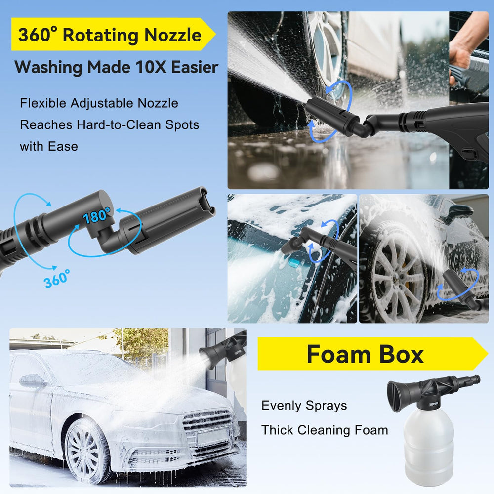 Yoeyang portable cleaner 360° rotating nozzle provides versatile spray angles.