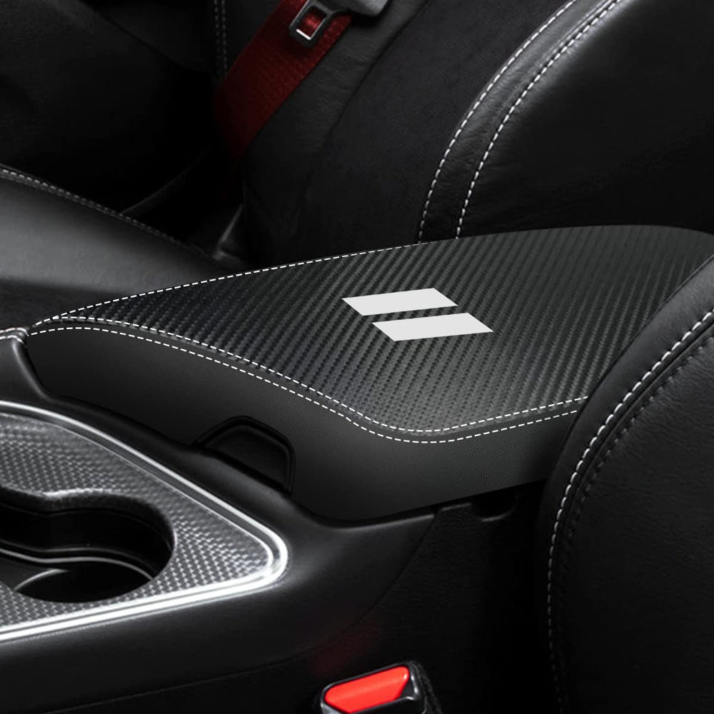 YOFAMO Dodge Challenger armrest cover carbon fiber black shields the console while elevating look