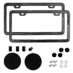 Yogrvner carbon fiber license frame front view showing premium protection and style