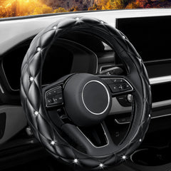 YOGURTCK Diamond Soft Leather anti-slip wheel cover top view for secure, smooth steering