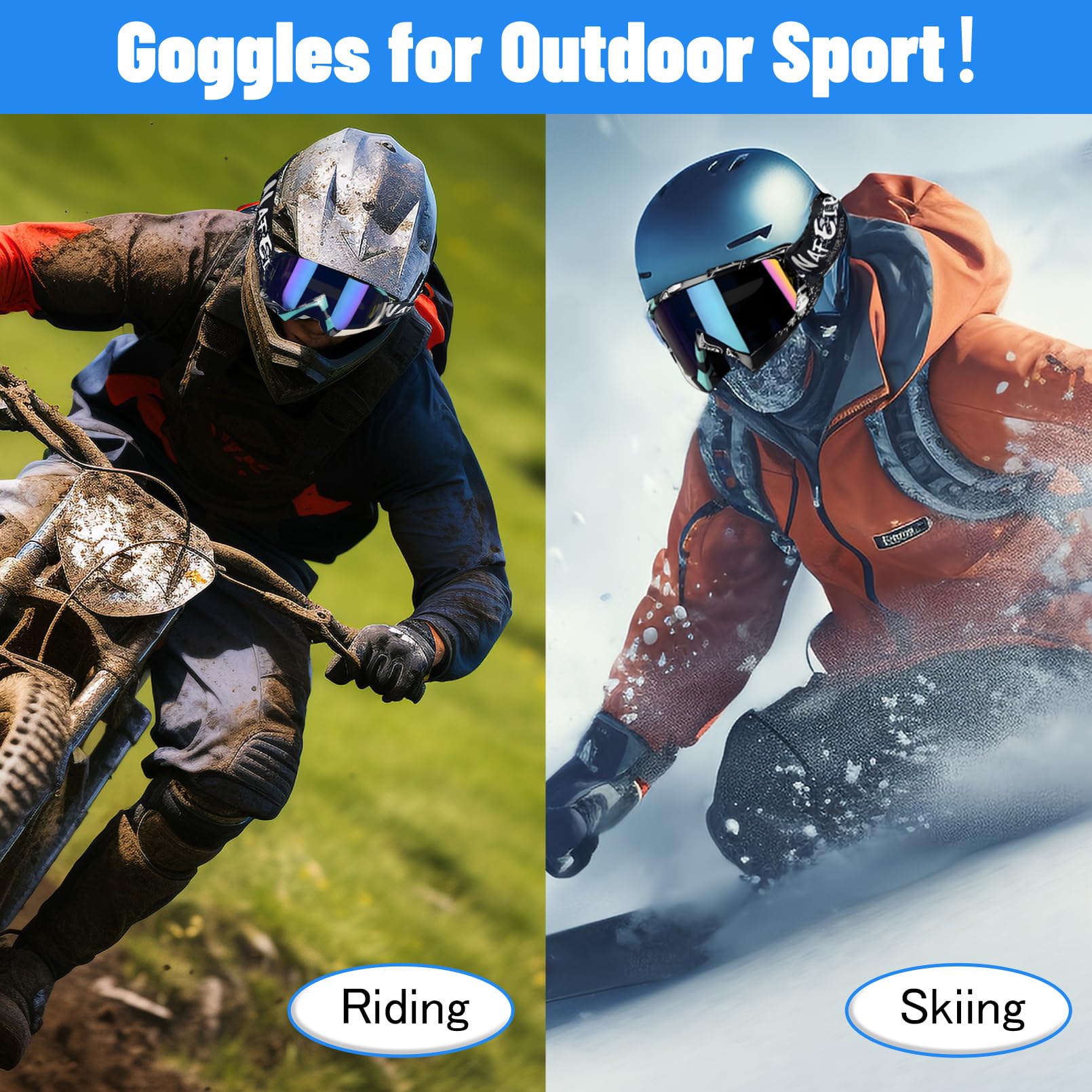 YOHOG dirt bike goggles fit over glasses with a soft, snug interior.