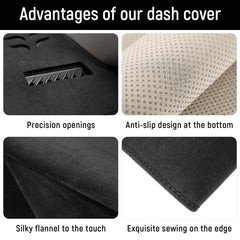 YOJOJOCO dash cover non-slip base prevents shifting for a stable dashboard.