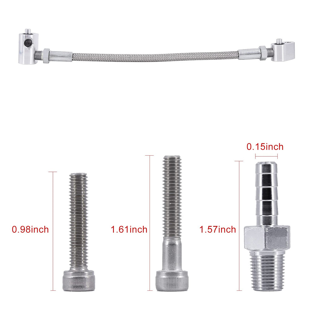 Yokolos kit components for LS engine installation: O-rings, bolts, ports and steel braided hose