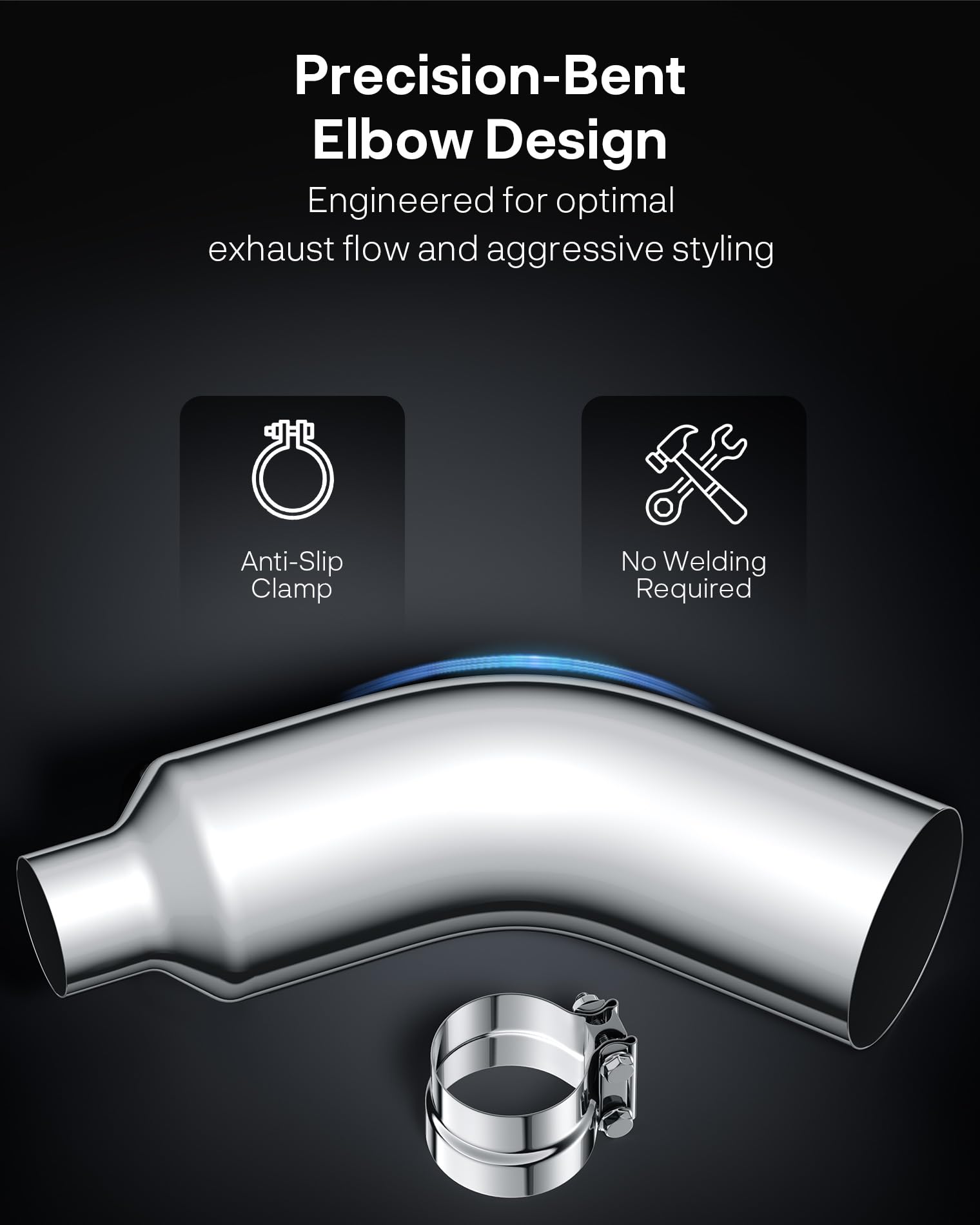 YOLANDO chrome finish detail highlights polished look on exhaust