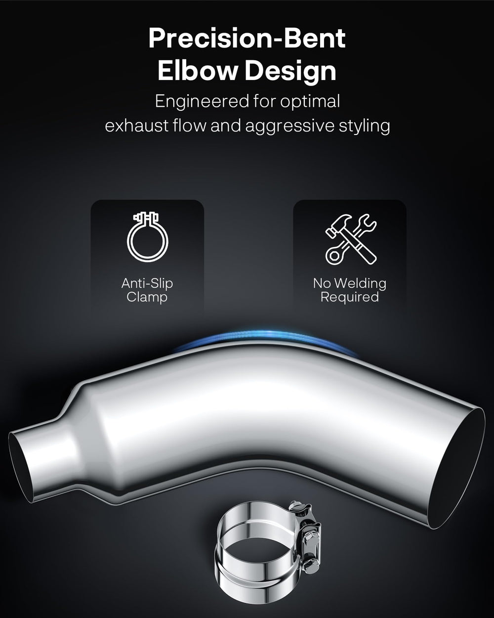 YOLANDO chrome finish detail highlights polished look on exhaust
