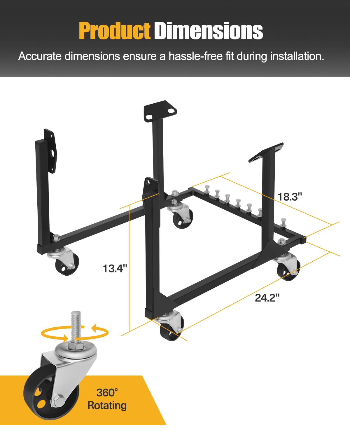 YOLANDO 3-inch swivel casters allow 360-degree maneuverability