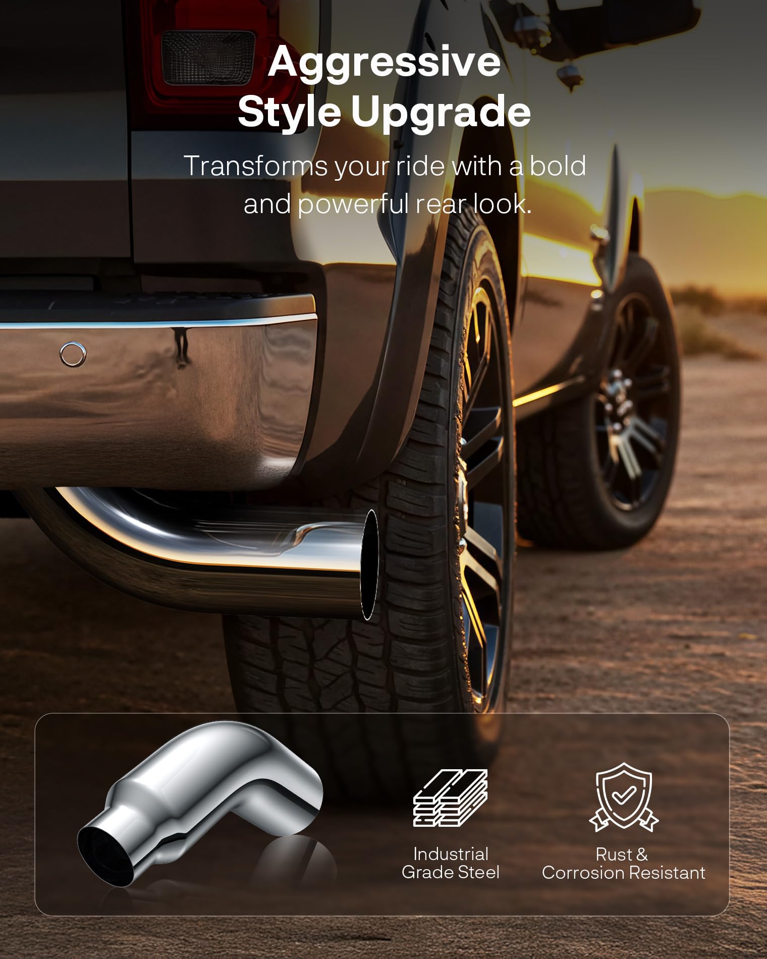YOLANDO universal 4 inch inlet compatibility fits trucks, pickups, and cars.