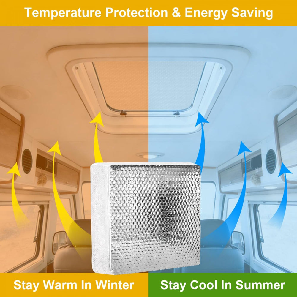 YoleShy skylight cover inside camper reduces sunlight glare and heat absorption.