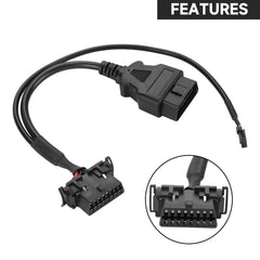 YOLLKY OBD2 cable close-up shows durable material and precise fit.