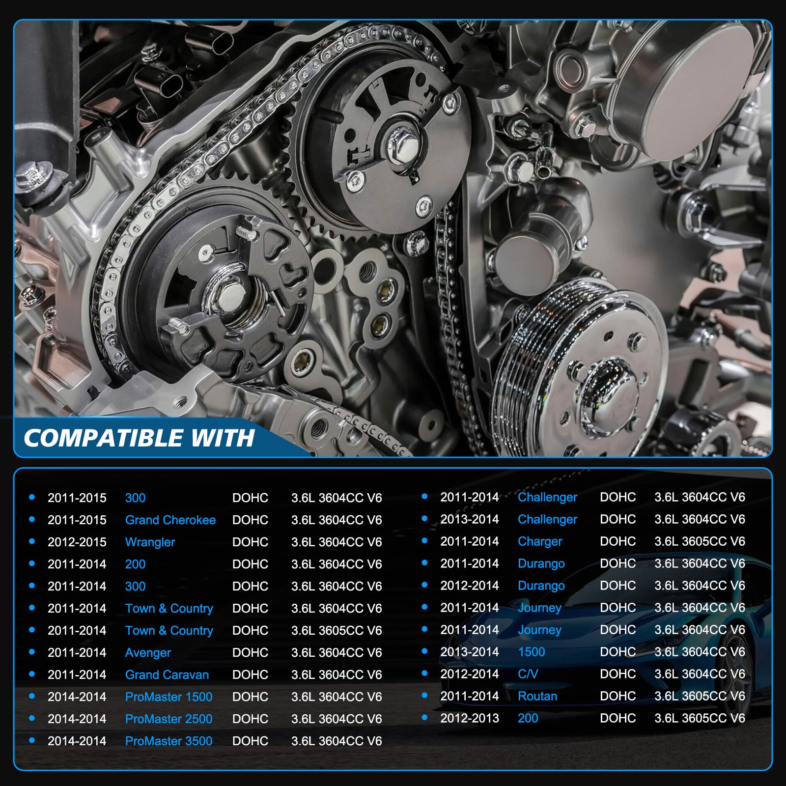 YOMALL timing chain tensioners shown for steady synchronization