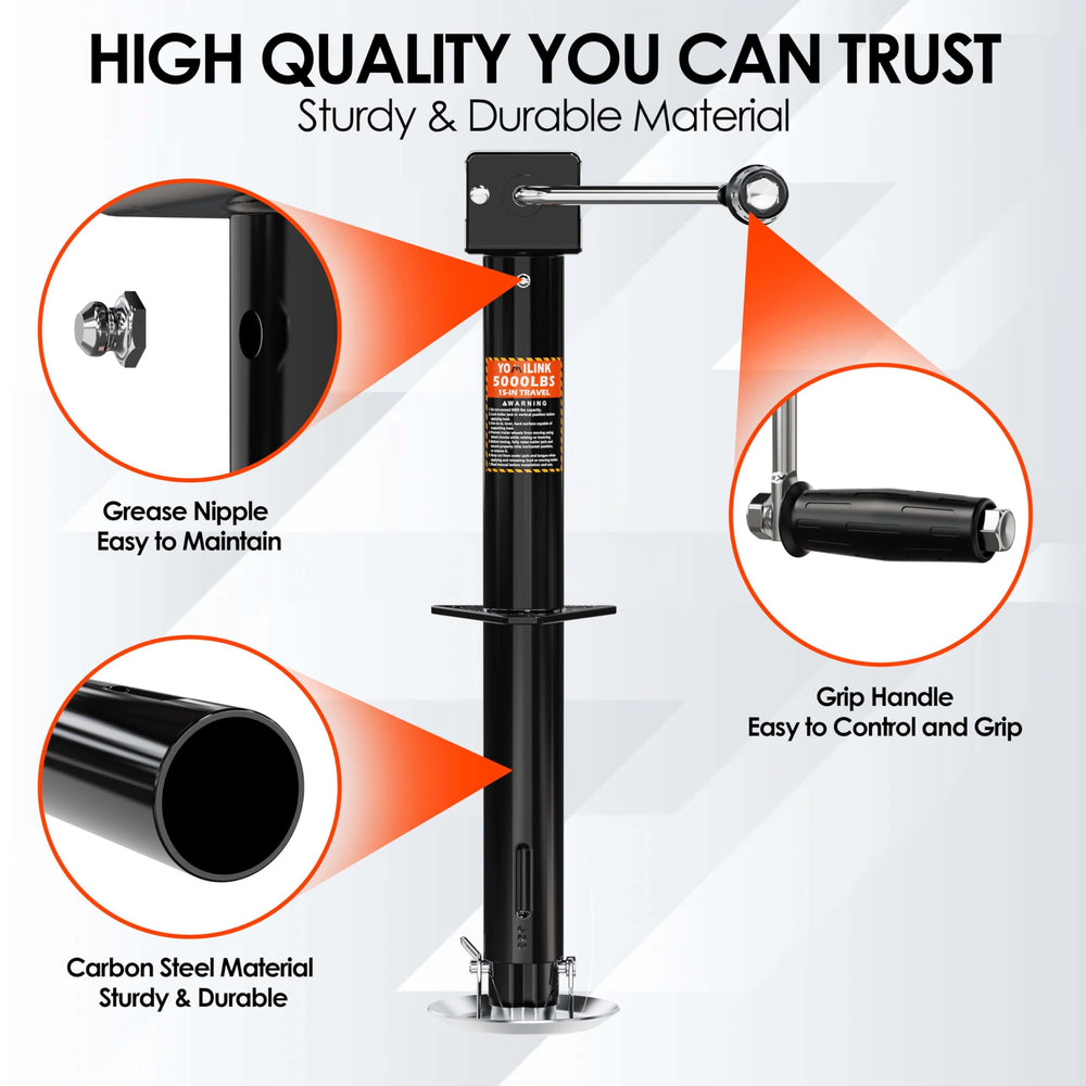 YOMILINK trailer jack wind handle enables fast, smooth cranking during setup.
