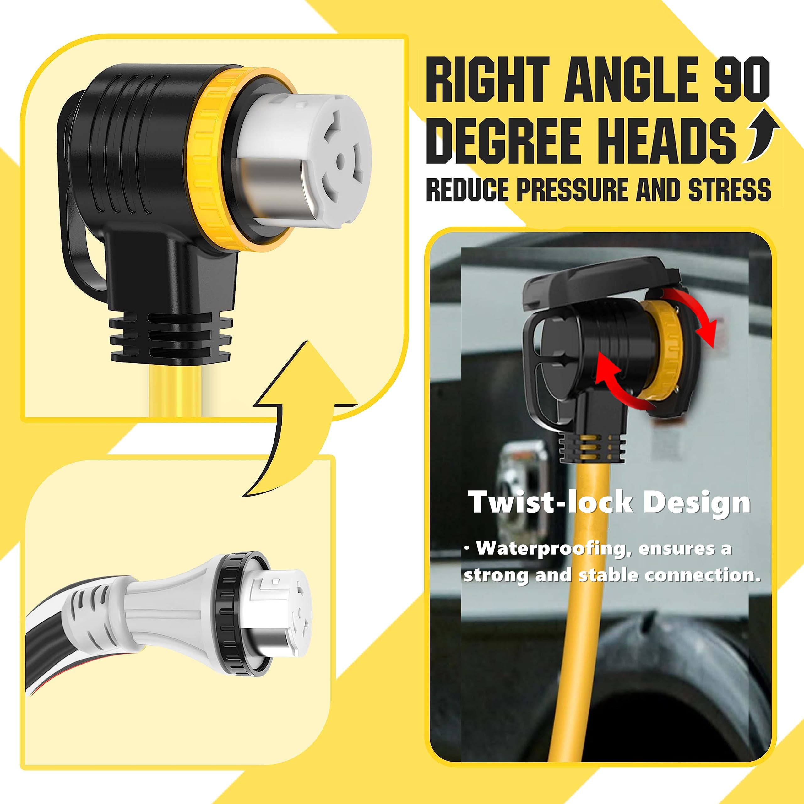YOMILINK twist-lock SS2-50R connector provides secure, weatherproof connections.