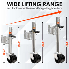 YOMILINK trailer jack with wind handle demonstrates quick, easy cranking