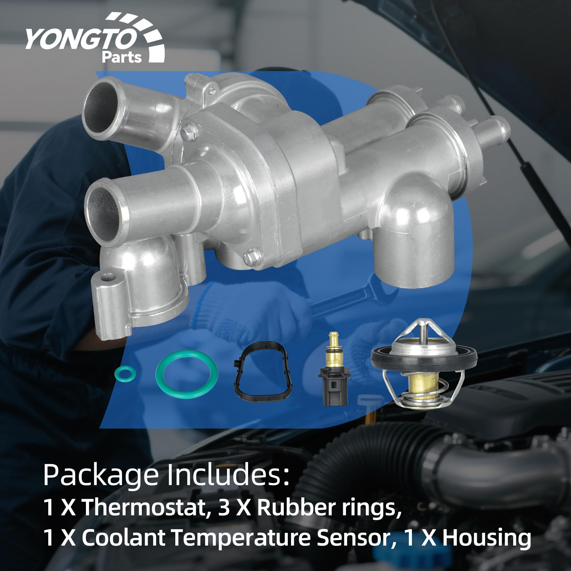 Yongtoparts thermostat housing installed in a compatible 2.4L engine