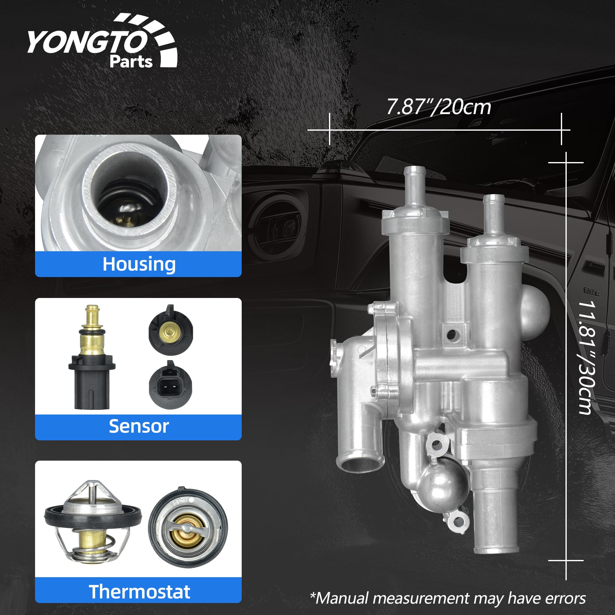 Yongtoparts thermostat housing side view for compact engine bay fit