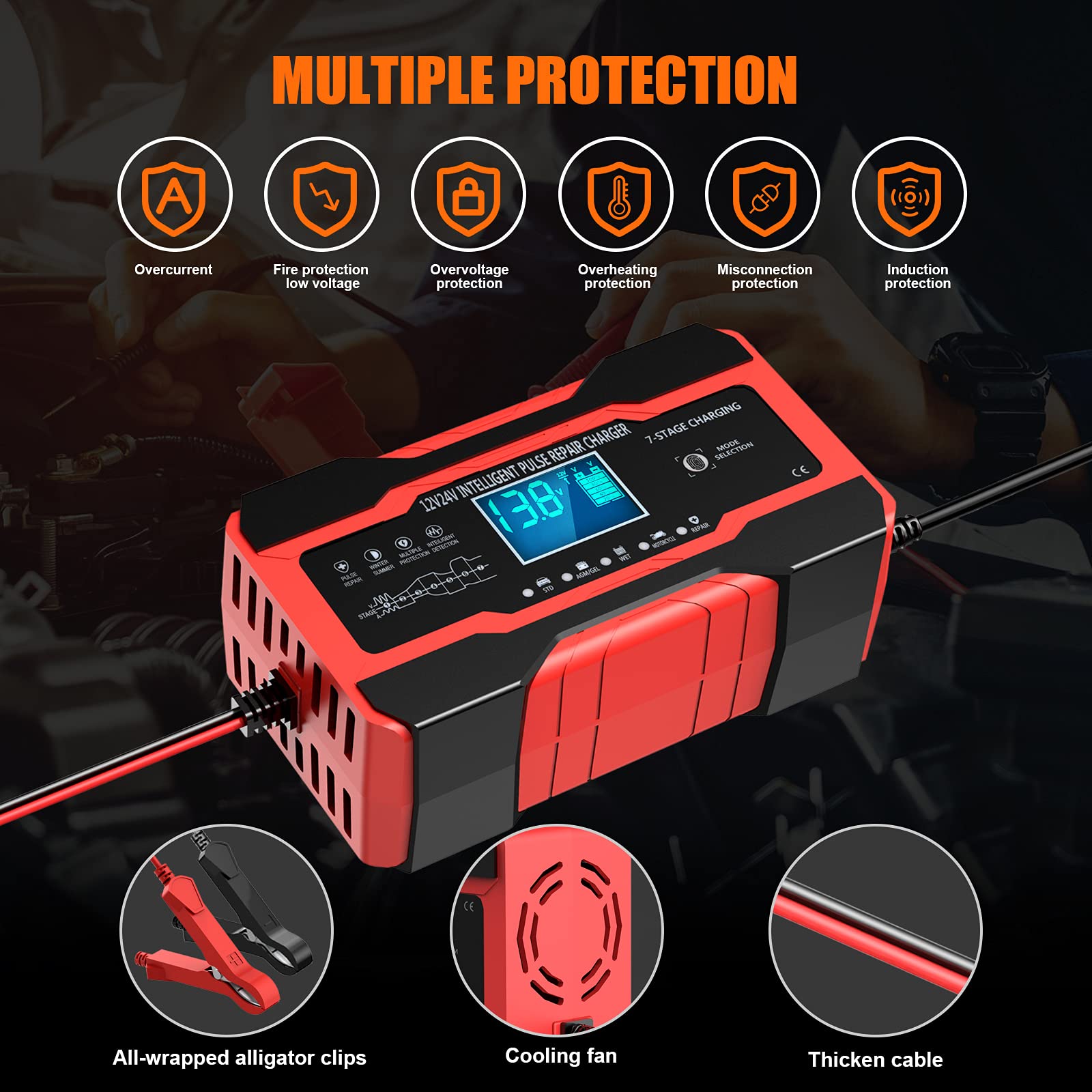 YONHAN 12V-24V compatibility supports multiple vehicles with one charger.