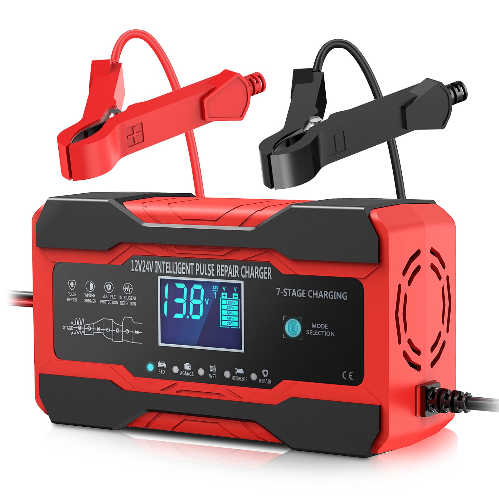 YONHAN battery charger front LCD display for quick status checks.
