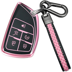 Yonmcfn Chevrolet key fob cover in pink protects your remote while adding sleek style.