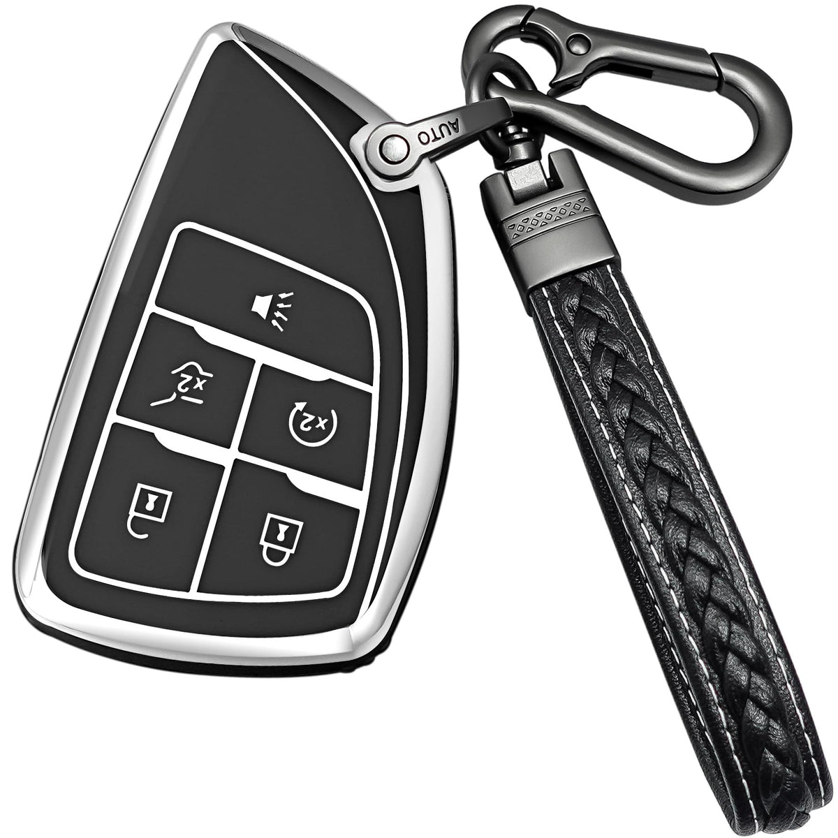 Yonmcfn Chevrolet key fob cover in black with TPU protection.