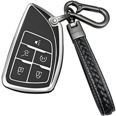 Yonmcfn Chevrolet key fob cover in black with TPU protection.