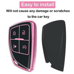 Yonmcfn pink key fob cover for Chevrolet Colorado remotes with TPU shell.