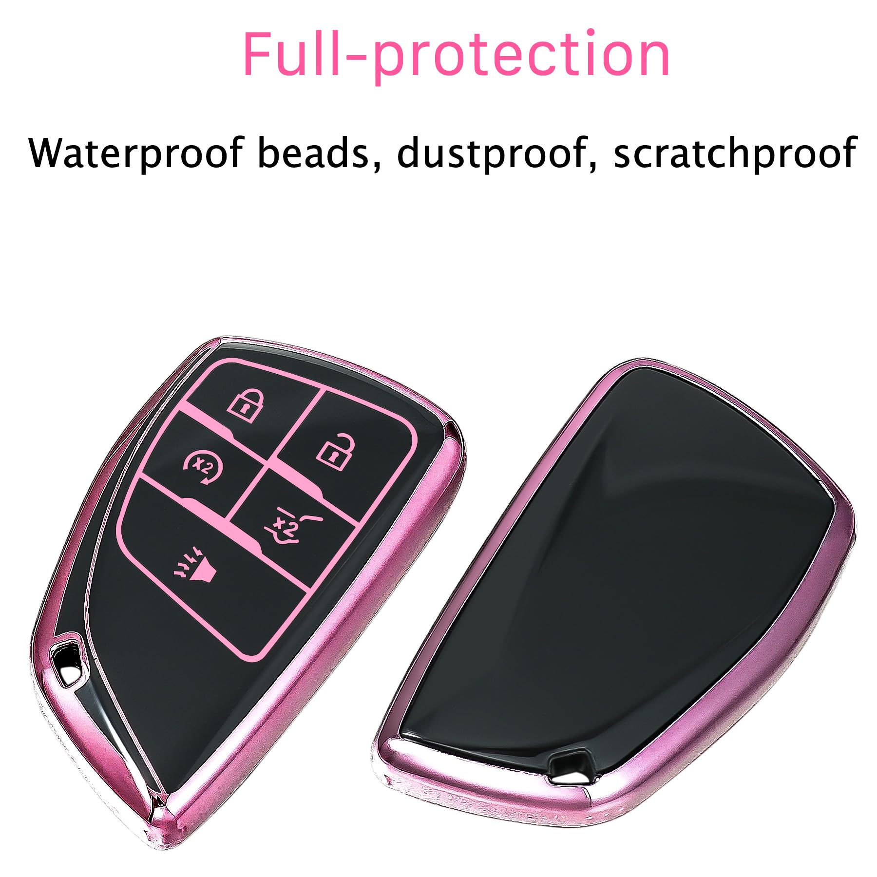 Yonmcfn Silverado/Sierra 5-button cover in pink shields the remote from bumps.