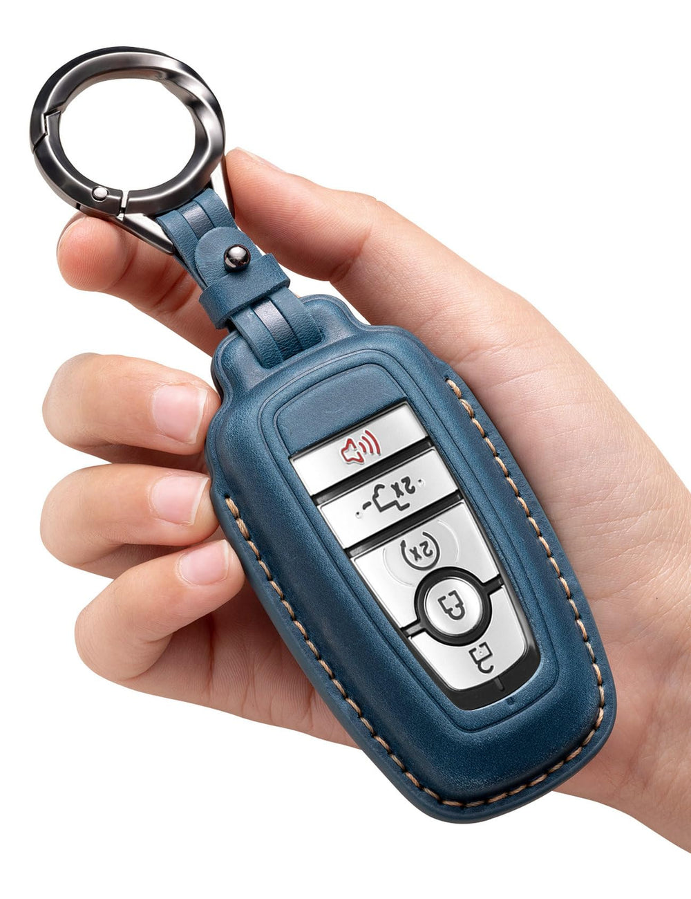 YONUFI Ford key fob cover blue front view showing 360° protection
