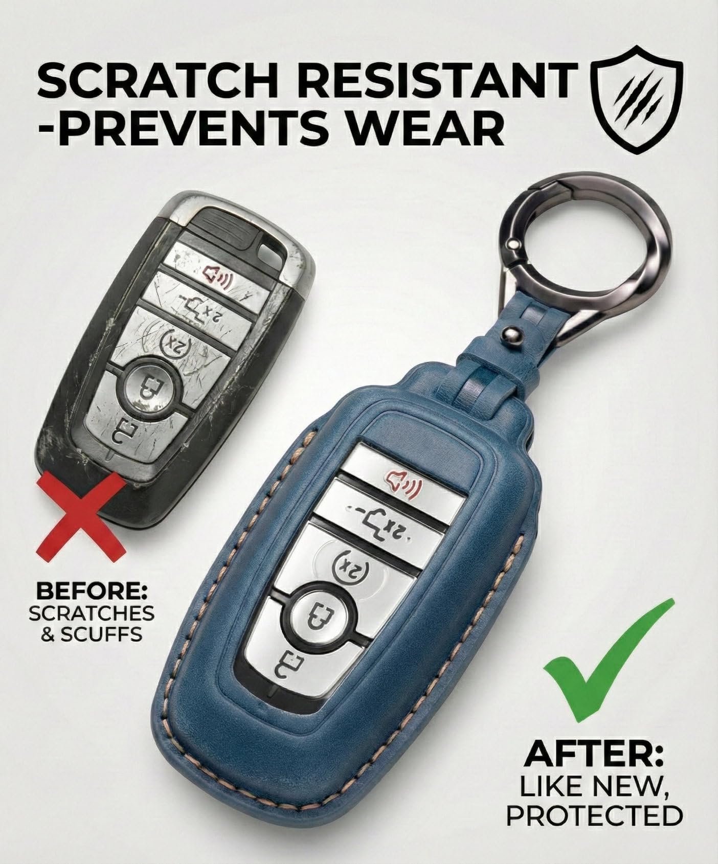 YONUFI Ford key fob cover blue open slot for easy key access