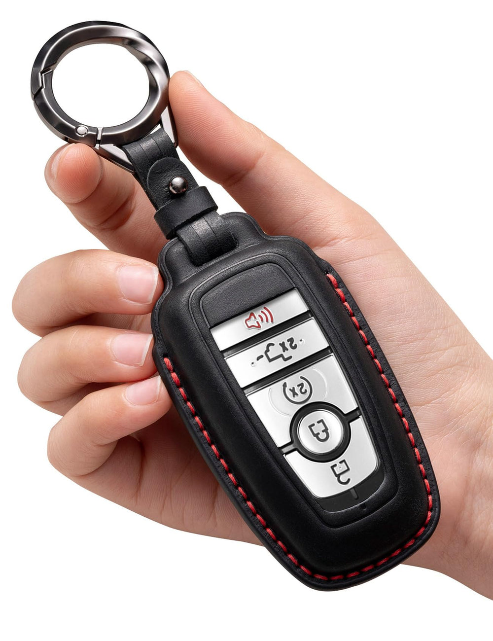 YONUFI Ford key fob cover close-up of genuine leather texture for premium protection