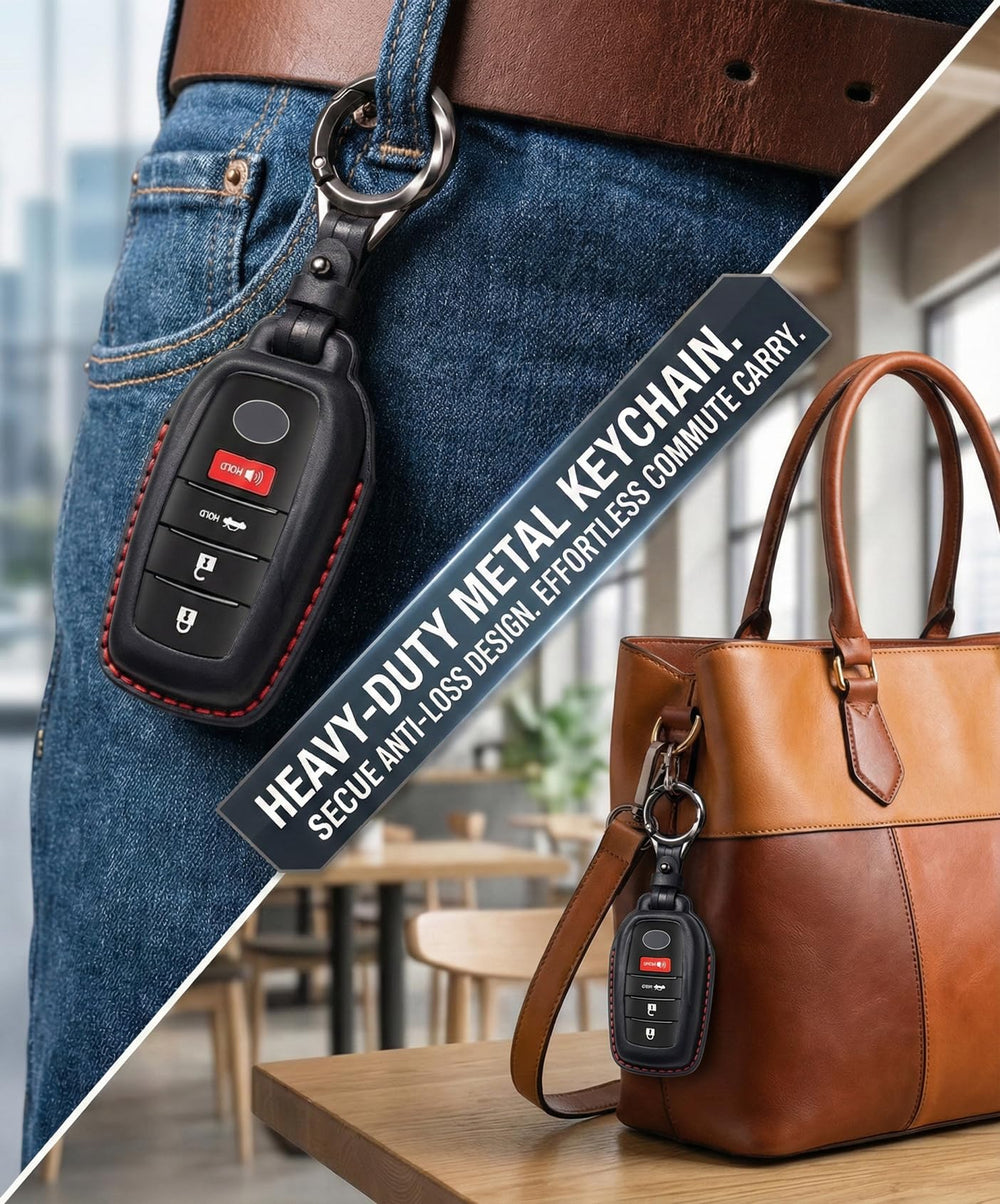 YONUFI crazy horse leather adds durable, stylish texture to the key fob
