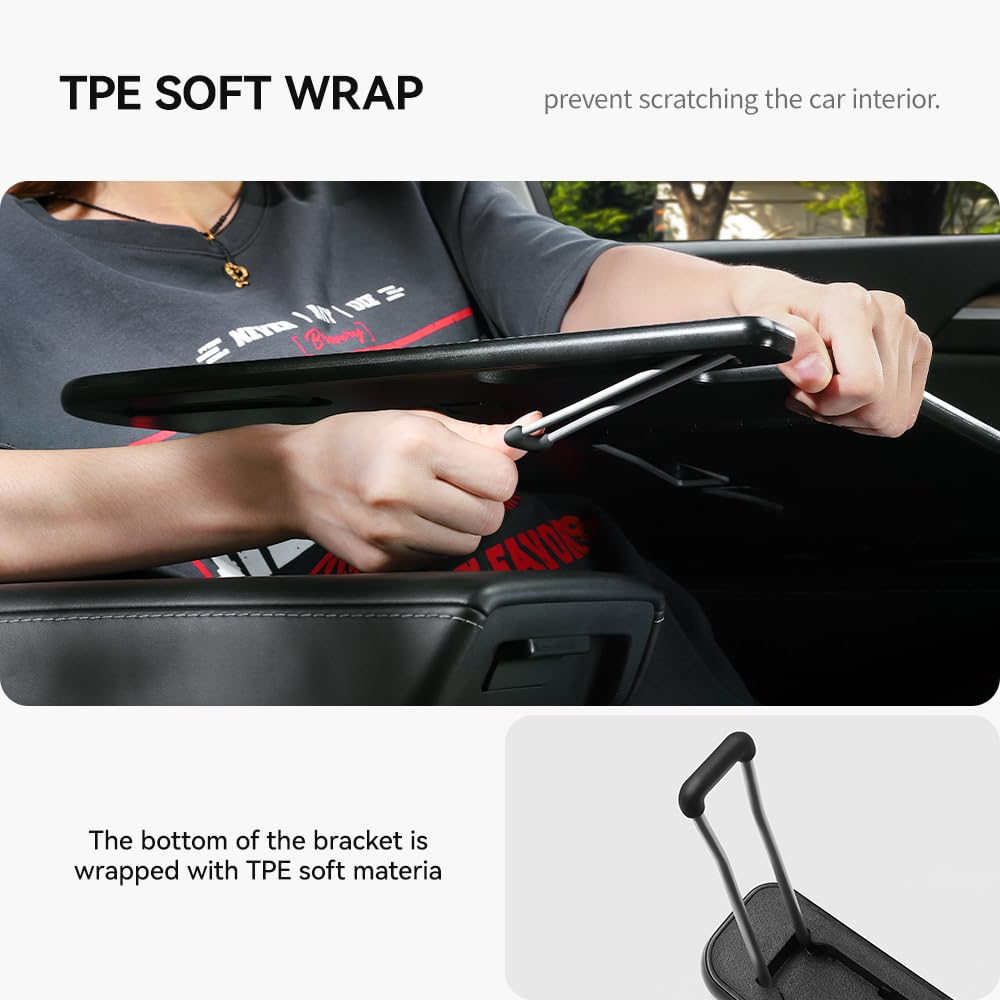 YONZEE foldable desk food tray on passenger seat supports snacks and laptop