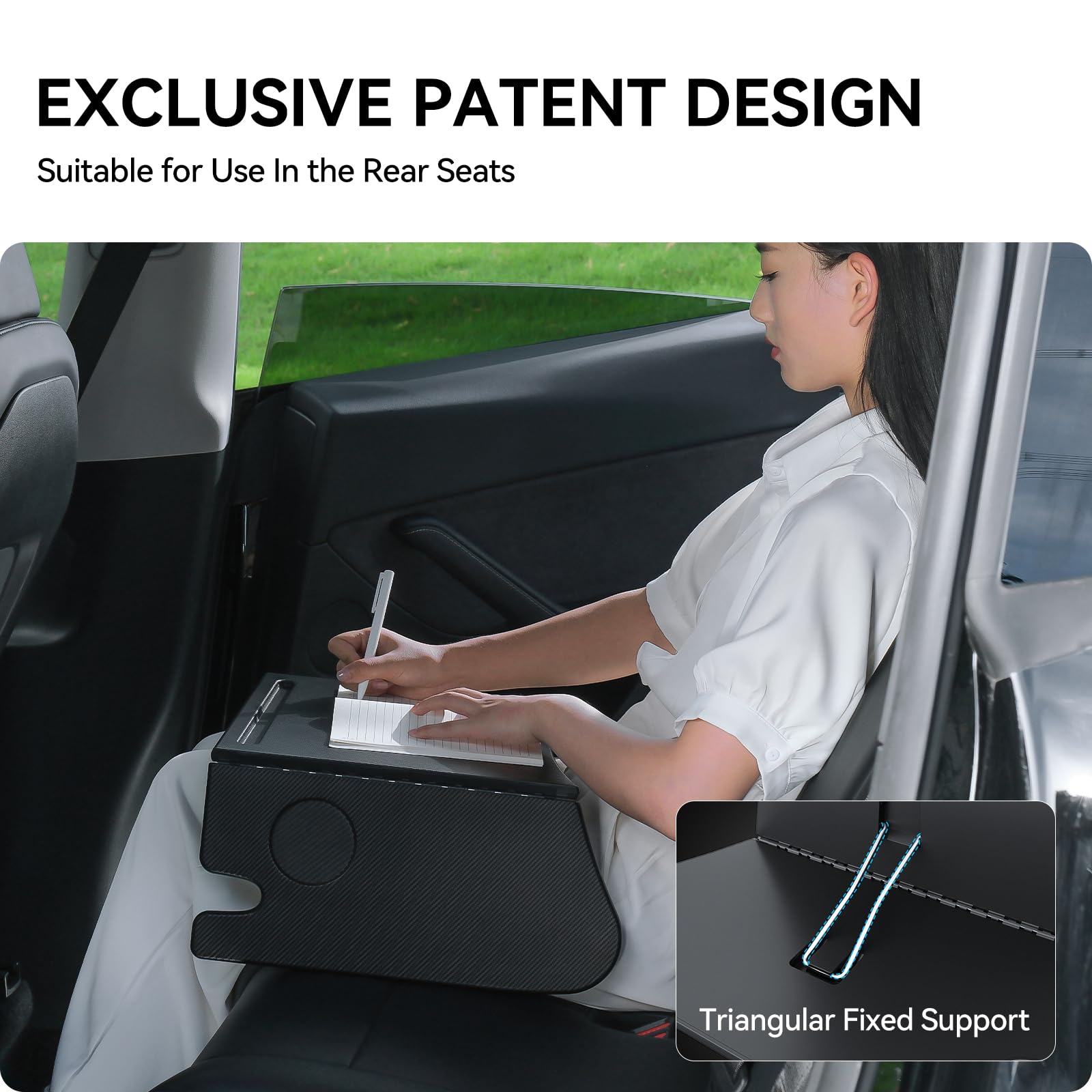 YONZEE foldable desk food tray on rear seat creates dining space