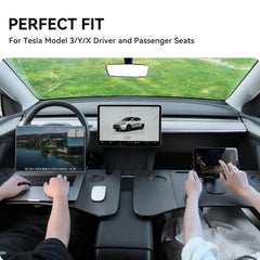 YONZEE foldable desk food tray on Tesla Model 3 enables work or meals