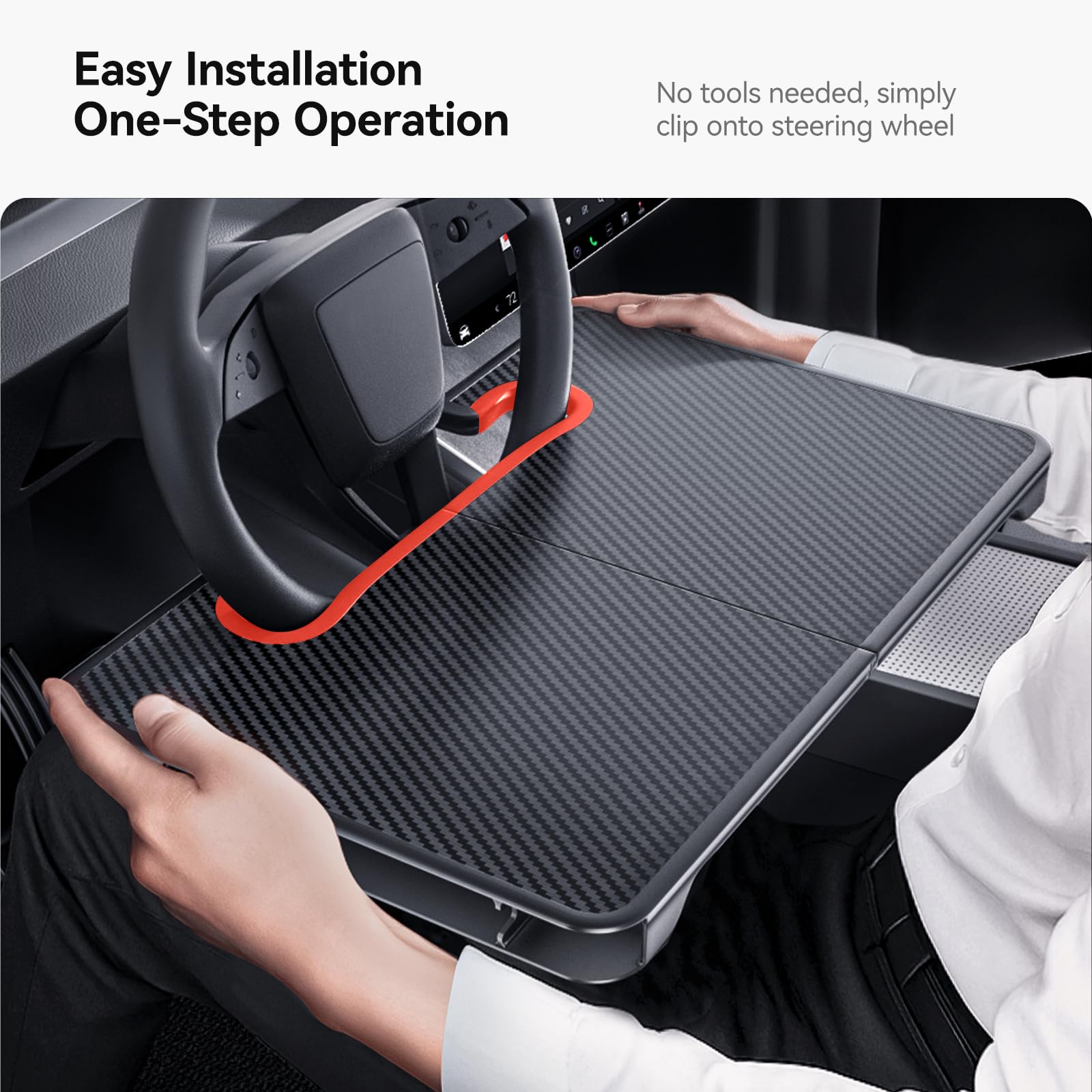 YONZEE foldable desk provides a stable laptop surface for travel.