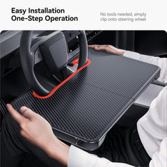 YONZEE foldable desk provides a stable laptop surface for travel.